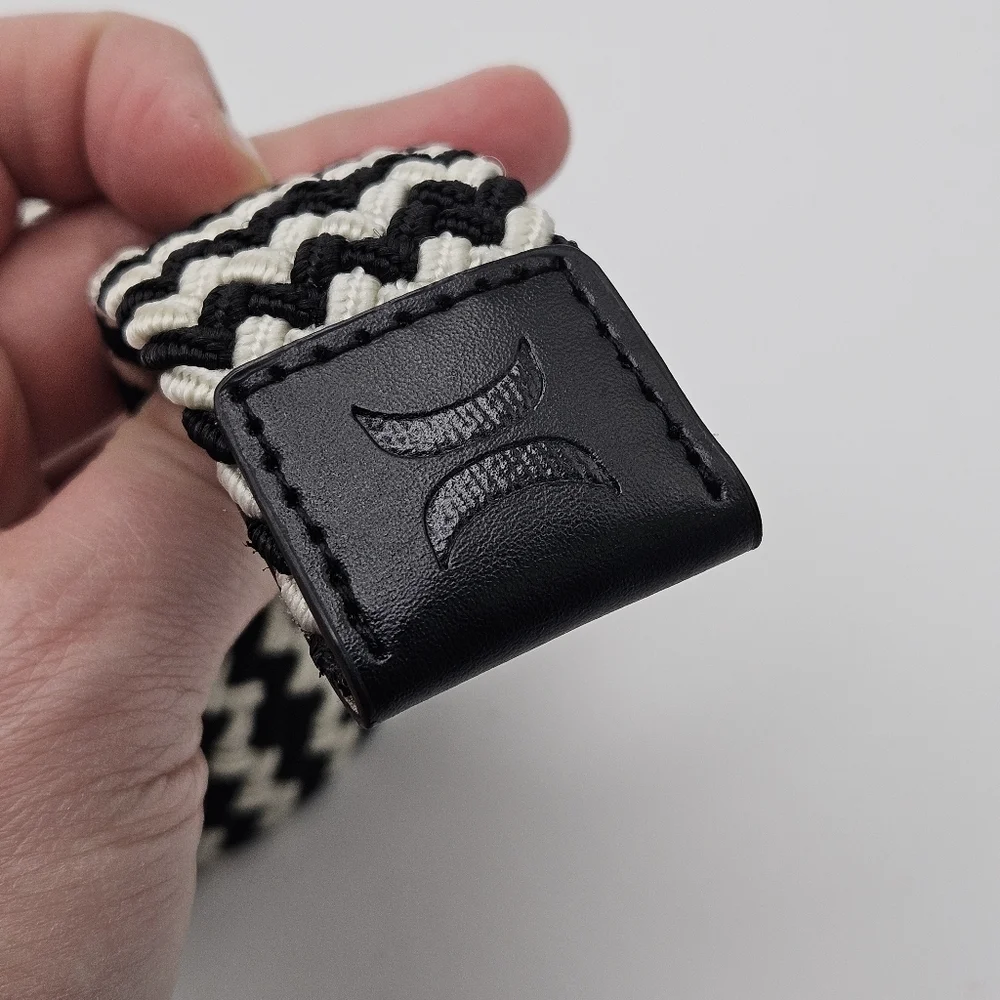 Hurley black and white chevron knit stretchy belt unisex